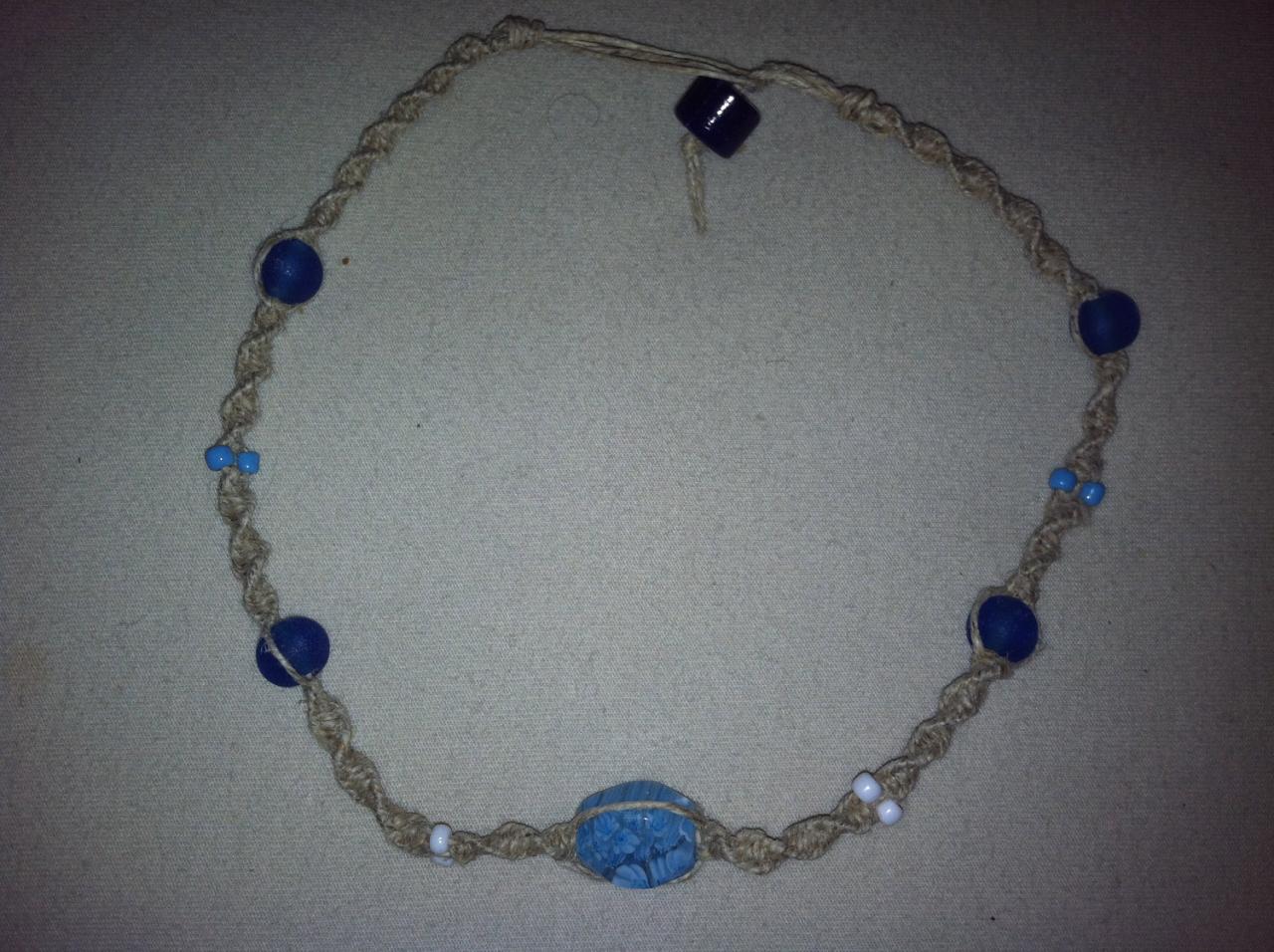 Deep Blue Hemp Necklace